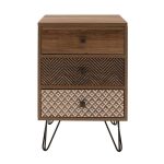 Nightstand Boho me 3 sirtarë në ngjyrë arre 40x40x59cm - Image 4