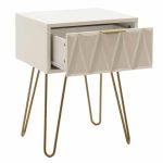 Nightstand Isla  me ngjyrë të bardhë pikture të artë 42x35x55cm - Image 2