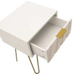 Nightstand Isla  me ngjyrë të bardhë pikture të artë 42x35x55cm - Image 4