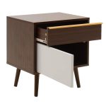 Komodinë shtrati Nastia, në ngjyrë të errët arrë - e bardhë 48x39x53cm - Image 3