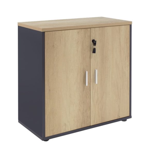 Raft librash Lotus, në ngjyrë lisi-gri e errët 80x40x80cm