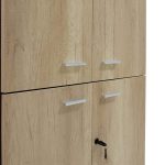 Raft librash me katër dyer Lotus, në ngjyrë lisi-gri e errët 80x40,5x200cm - Image 4