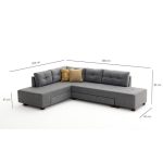 Kënd divani me shtrat PWF-0156, kënd i djathtë, me stof ngjyrě gri e errët, 206x282cm - Image 7