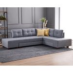 Kënd me divan shtrati PWF-0156, kënd i majtë, me stof ngjyrë gri e errët, 206x282cm - Image 2