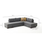 Kënd me divan shtrati PWF-0156, kënd i majtë, me stof ngjyrë gri e errët, 206x282cm - Image 7