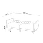 Divan me shtrat 3-vendësh PWF-0178, me stof ngjyrë krem, 202x80x85cm - Image 5