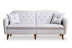 3 seater divan-krevat PWF-0179 pëlhurë në ngjyrë krem 202x82x83cm