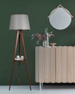 Llambë dyshemeje PWL-0125, E27, dru arrë-formë gri D45x50x160cm - Image 2