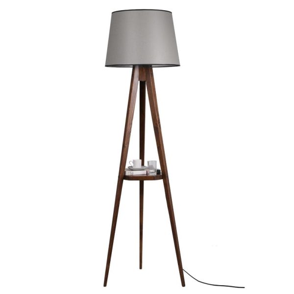 Llambë dyshemeje PWL-0125, E27, dru arrë-formë gri D45x50x160cm