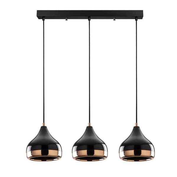 Llamba tavani me tre drita Elprecious  E27 e zeze-bronz 67x17x110cm