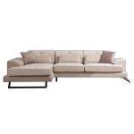 Kënd divani PWF-0503, kënd i djathtë, stof ekru-e zezë 308x190x92cm - Image 2