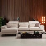 Kënd divani PWF-0503, kënd i djathtë, stof ekru-e zezë 308x190x92cm - Image 4