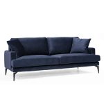 Divan 3-vendësh Fortune  velvet navy blue-black 205x88x90cm
