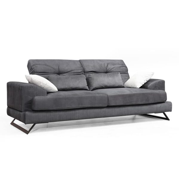 Sofa 3-vendëshe PWF-0508  pëlhurë anthracite-zi 225x79x92cm