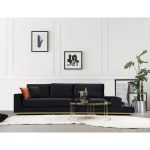 Divan 3-vendësh PWF-0511, stof me ngjyrë të zezë, këmbë ngjyrë ari, 320x102x84cm - Image 3