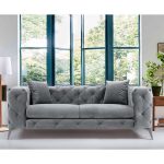 Divan 2-vendësh PWF-0502  gri-krom kadife 197x90x73cm - Image 2