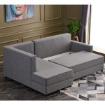 Kënd divani PWF-0524, kënd i djathtë, stof gri i errët-arrë 242x160x88cm - Image 4