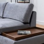 Kënd divani PWF-0520, kënd i djathtë, kadife gri-arre 313x193x80cm - Image 4