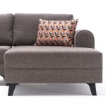 Divani i qoshes së shumanshme-krevat PWF-0534  pëlhurë kafe të lehtë 300x202x78cm - Image 5