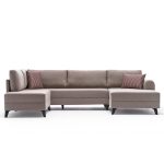 Kënd divani me shtrat PWF-0534, stof krem 300x202x78cm - Image 5