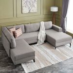 Divan me shtrat PWF-0535, stof kafe e lehtë 300x202x78cm - Image 2