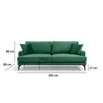 Divan 3-vendesh Fortune  kadife jeshile-e zezë 205x90x88cm - Image 4
