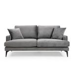 Sofa 2-vendëshe Fortune  velvet anthracite-black 175x90x88cm
