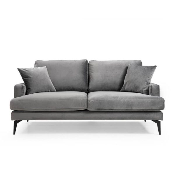 Sofa 2-vendëshe Fortune  velvet anthracite-black 175x90x88cm