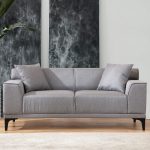 Divan 2 vendesh PWF-0566 pëlhurë  dritë gri 163x69x86cm - Image 2