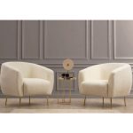 Armchair PWF-0589  pëlhurë krem 70x82x82cm - Image 2