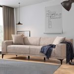 3 seater divan PWF-0566  pëlhurë bezhë-kafe 212x69x86cm - Image 2