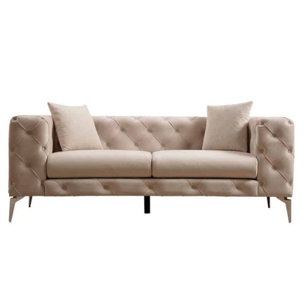 Divan 2-vendësh Chesterfield lloji PWF-0579 pëlhurë ecru 197x90x73cm