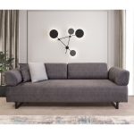 Divan me shtrat PWF-0595 me tavolinë anësore, me stof ngjyrë blu, 220x90x80cm - Image 2