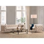 Divan 3-vendësh PWF-0579  Chesterfield lloji pëlhurë ecru 237x90x73cm - Image 5