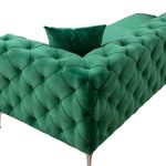 Divan 3-vendësh PWF-0579  Chesterfield lloji pëlhurë e gjelbër 237x90x73cm - Image 4