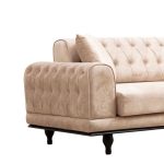 Divani 3-vendësh PWF-0567, me stof në ngjyrë bezhë, 220x95x80cm - Image 4