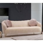 Divan 3 vendësh PWF-0588, me stof ngjyrë bezhë, 215x90x80cm - Image 2