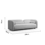 Divan 3 vendesh Krem i qetë pëlhure  228x90x74cm - Image 4