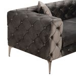 Divan 3 vendesh PWF-0579  Chesterfield lloji pëlhurë gri të errët 237x90x73cm - Image 4