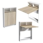 Tavolinë muri e palosshme Interact, në ngjyrë natyrale-e bardhë 70x15x90cm - Image 5