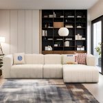 Divani i qoshes Beyza  majtas pëlhurë krem qoshe 299x160x73cm - Image 2