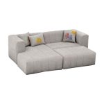 Divani i qoshes Beyza Ι  me këmbë në këndin e djathtë pëlhurë gri të lehtë 128x90x73cm - Image 3