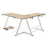 Tavolinë kompjuteri metalike Levi, MDF në ngjyrë lisi 158x120x73cm - Image 3