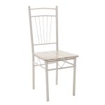 Set ngrënieje Roza  5pcs ngjyra gri të lehta - këmbët e bardha shkëlqim 120x70x75cm - Image 6