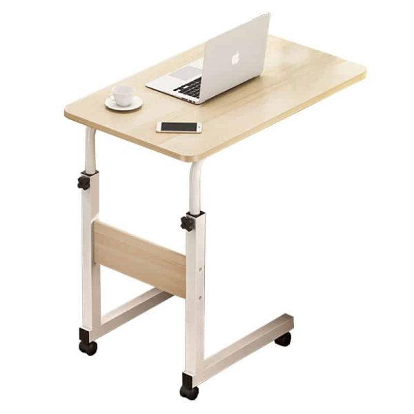 Tabela anësore Talf mbi rrotat me ngjyrë të bardhë-arrë 60x40x85cm