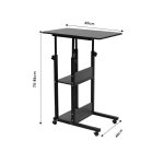 Babs  side table on wheels in white-natural color 60x40x86cm - Image 5