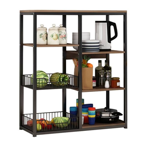 Njësia e raftit të dyshemesë Tati metal black-arrë 80x30x101cm