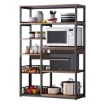 Raft dyshemeje Leena  metal i errët arra-e zezë 80x30x142cm