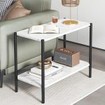 Tavolinë anësore Mara, MDF mermer i bardhë-zi, 80x40x55cm - Image 3