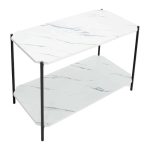 Tavolinë anësore Mara, MDF mermer i bardhë-zi, 80x40x55cm - Image 5